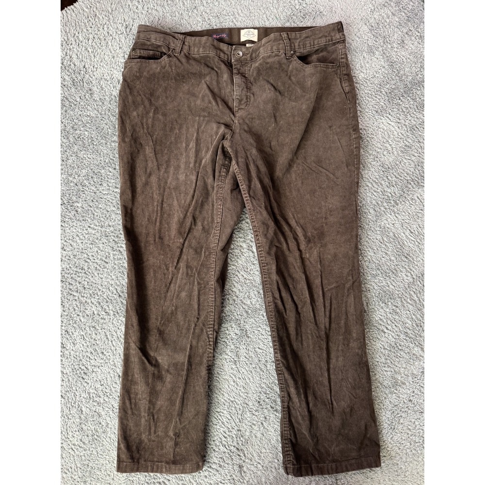 St. John's Bay Womens Straight Leg Corduroy Pants 20W Brown Stretch Cotton
